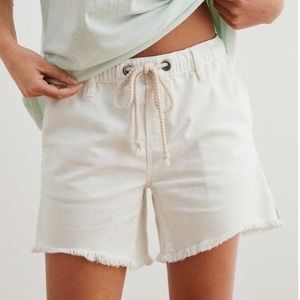 aerie white jean cutoff rope tie shorts size medium
